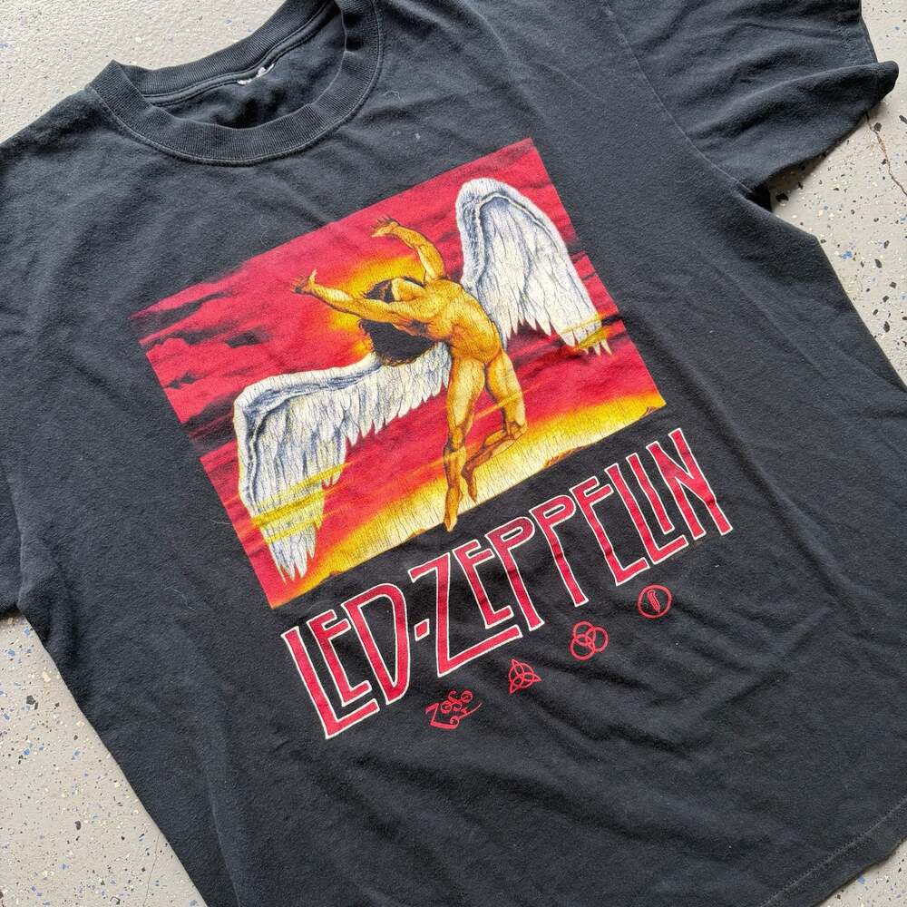 Vintage 2004 Led Zeppelin Swan Song Icarus Logo Rock Band T-Shirt - Picture 2 of 6
